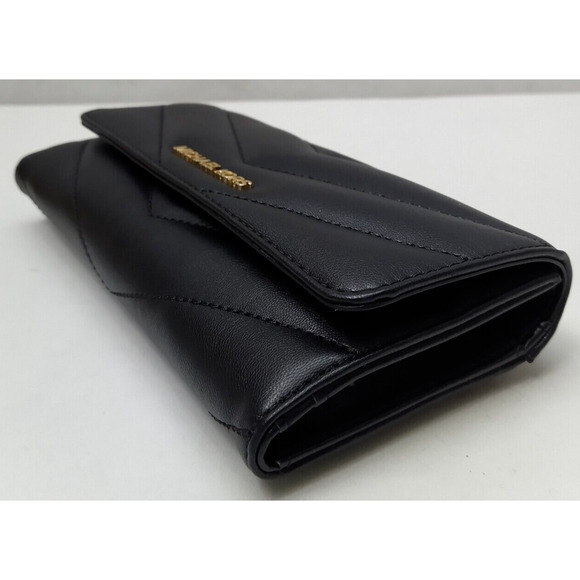 Michael Kors Jet Set Travel Black Quilted Leather Credit Card Fold Wallet - $298 - Picture 7 of 15